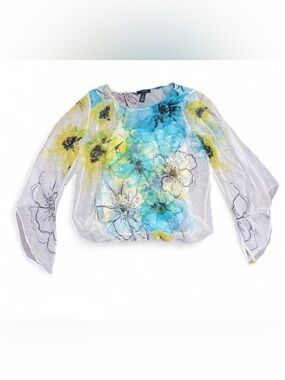 Sheer Floral Watercolor Top